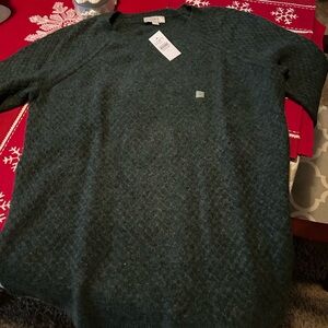 LOFT Green Crewneck Sweater with Textured Knit